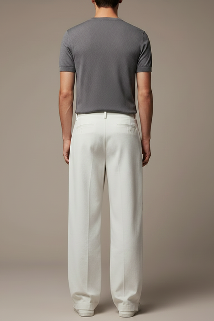 Pantalon Fluide Blanc Cassé Ample Décontracté Homme - Toile - vue 2