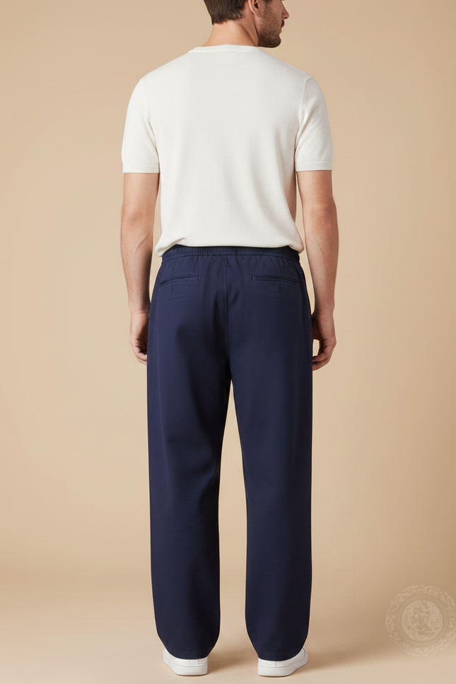 Pantalon Fluide Bleu Marine Ample Cordon Décontracté Homme - Coton - vue 2