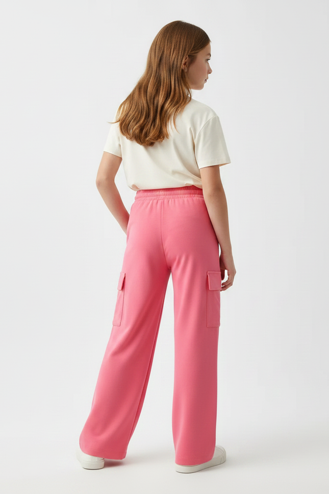 Pantalon Fluide Cargo Rose Ample Coton Enfant - Molleton - vue 2