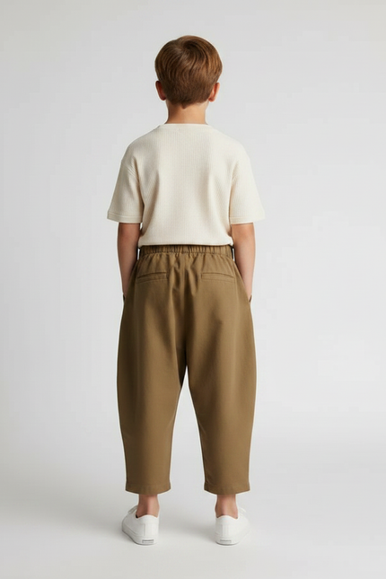 Pantalon Fluide Kaki Ample Décontracté Enfant Coton - vue 2