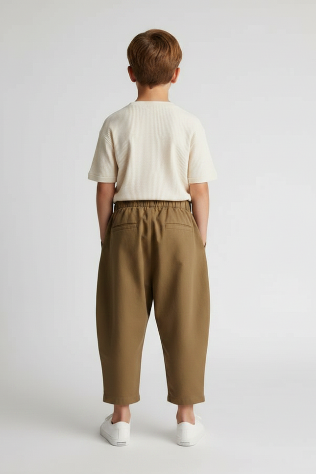 Pantalon Fluide Kaki Ample Décontracté Enfant Coton - vue 2