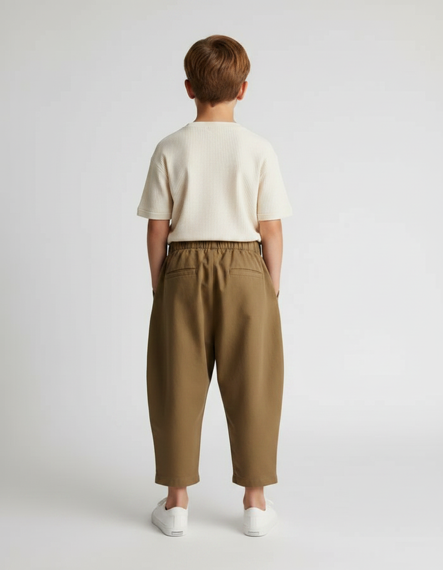 Pantalon Fluide Kaki Ample Décontracté Enfant Coton - vue 2