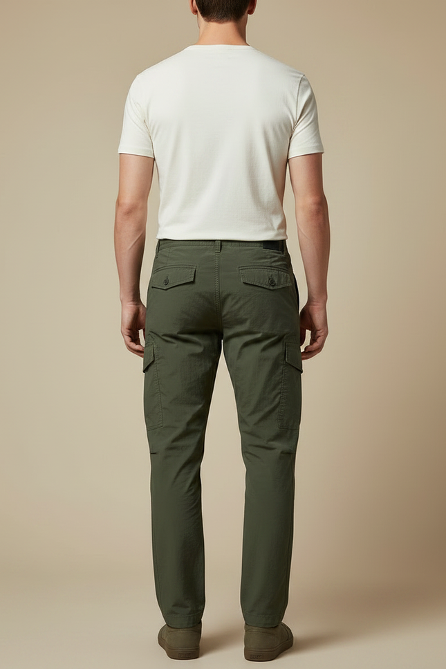 Pantalon Fluide Cargo Kaki Homme Décontracté Coton - vue 2