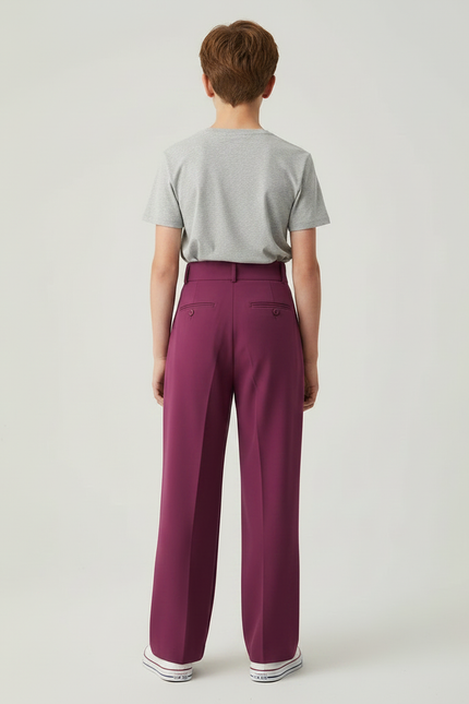 Pantalon Fluide Plissé Ample Violet Taille Haute - Polyester - vue 2