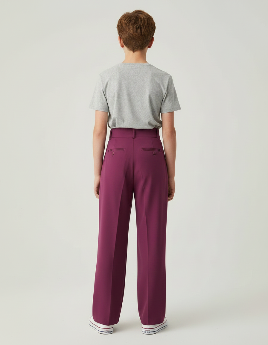 Pantalon Fluide Plissé Ample Violet Taille Haute - Polyester - vue 2