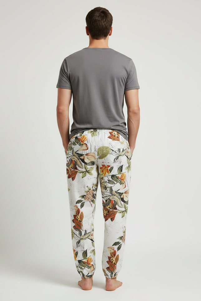 Pantalon Fluide Imprimé Floral Ample Confortable Léger Homme - Lin - vue 2