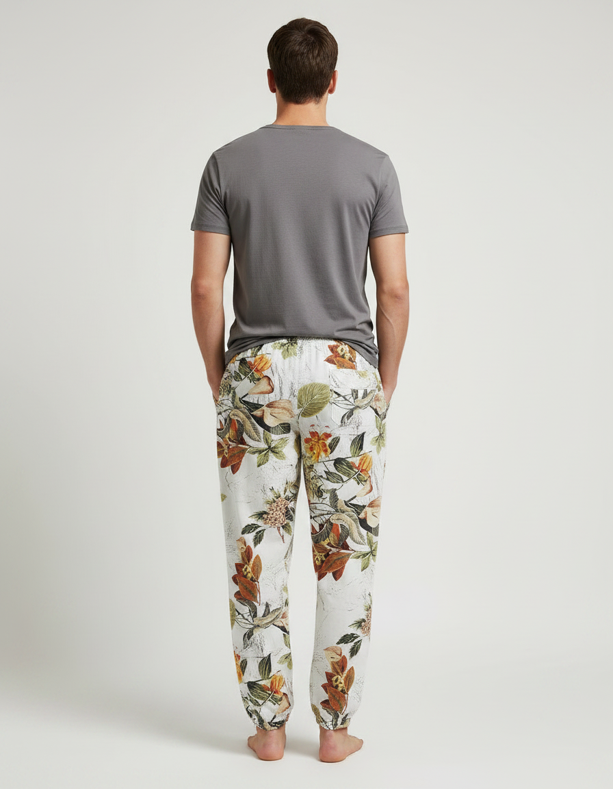 Pantalon Fluide Imprimé Floral Ample Confortable Léger Homme - Lin - vue 2