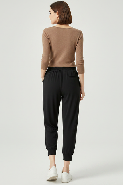 Pantalon Fluide Noir Ample Confortable Sportif Élastique - Viscose - vue 2