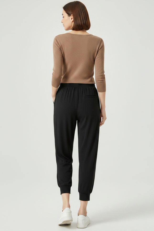 Pantalon Fluide Noir Ample Confortable Sportif Élastique - Viscose - vue 2