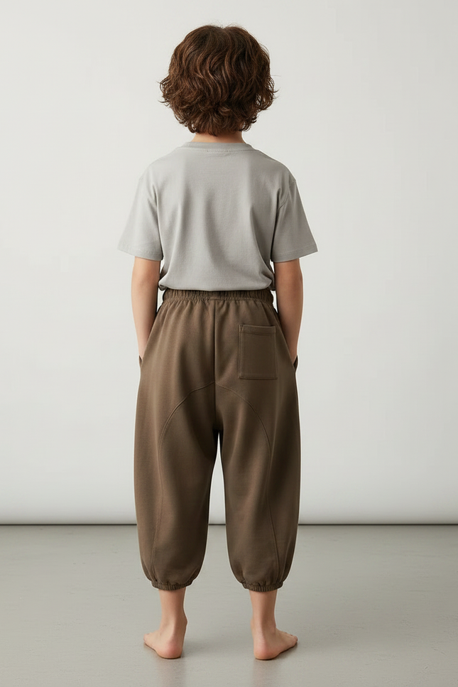 Pantalon Fluide Marron Ample Sport Décontracté Enfant - Molleton - vue 2