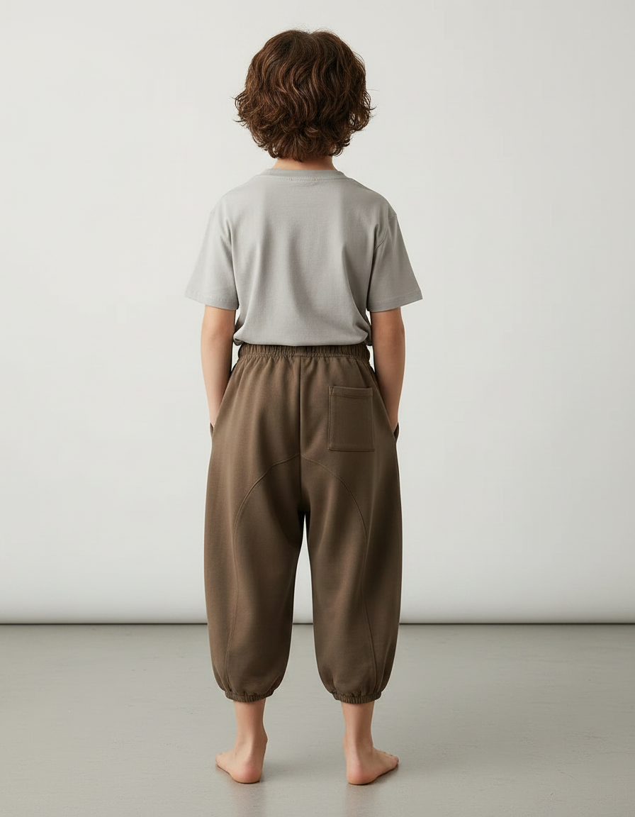 Pantalon Fluide Marron Ample Sport Décontracté Enfant - Molleton - vue 2