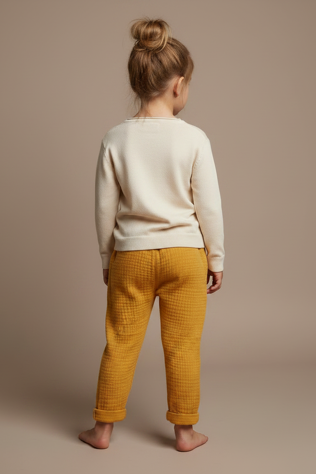 Pantalon Fluide Jaune Moutarde Coton Ample Confortable - vue 2