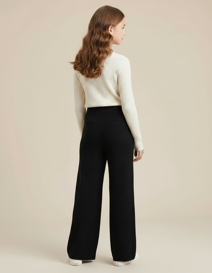 Pantalon Fluide Noir Ample Maille Confortable Enfant - vue 2