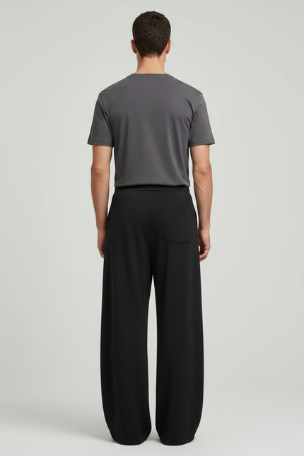 Pantalon Fluide Noir Ample Confortable Cordon Homme - Polyester - vue 2