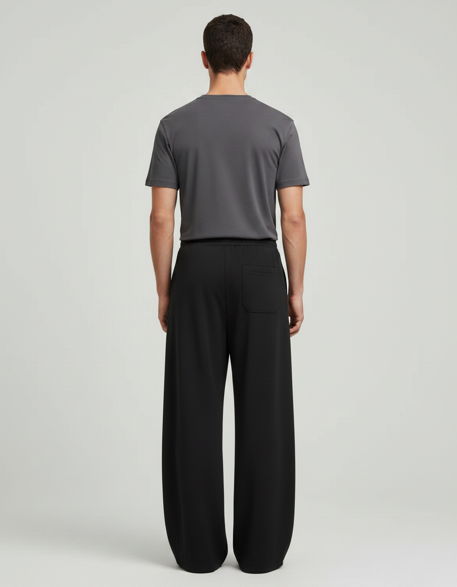 Pantalon Fluide Noir Ample Confortable Cordon Homme - Polyester - vue 2