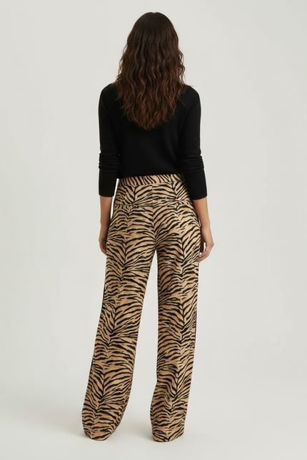 Pantalon Fluide Imprimé Tigre Large Confortable Chic - Viscose - vue 2