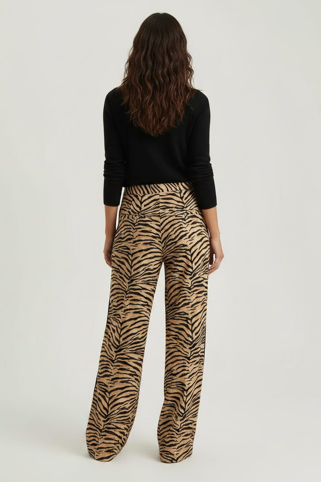 Pantalon Fluide Imprimé Tigre Large Confortable Chic - Viscose - vue 2