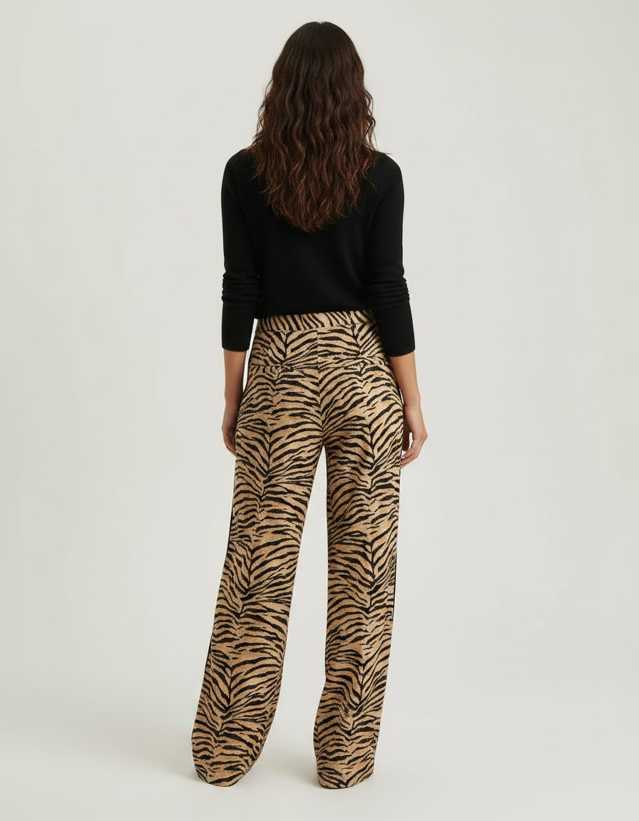 Pantalon Fluide Imprimé Tigre Large Confortable Chic - Viscose - vue 2