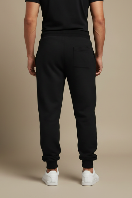 Pantalon Fluide Noir Ample Imprimé Loup Rouge Cordon Homme - Molleton - vue 2