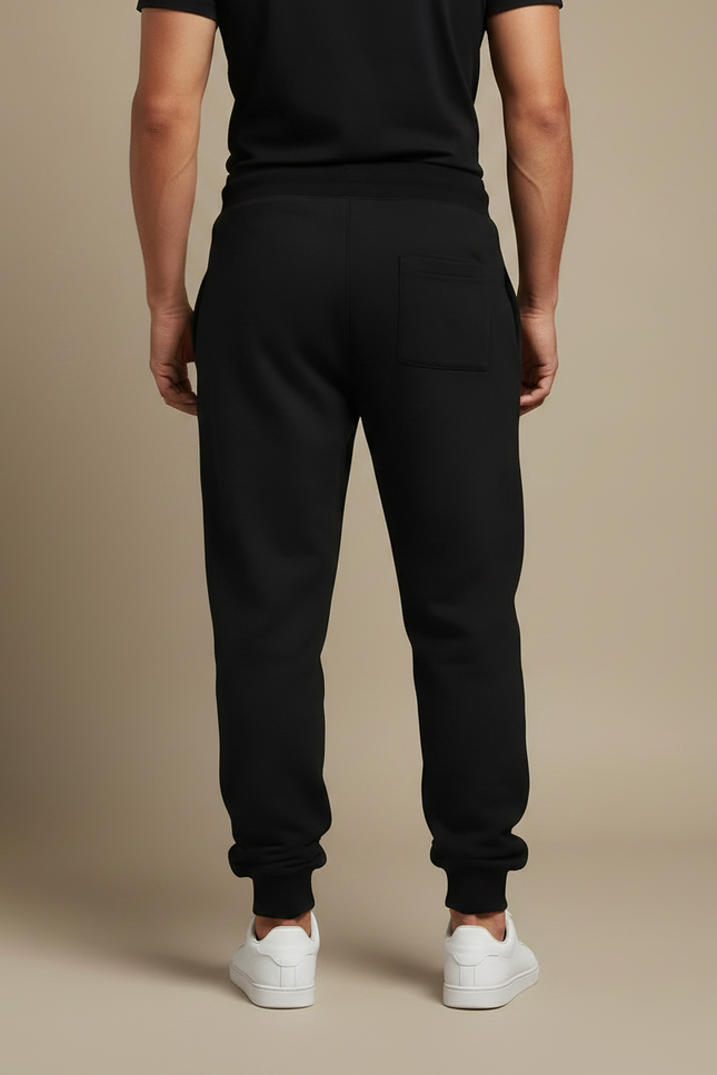 Pantalon Fluide Noir Ample Imprimé Loup Rouge Cordon Homme - Molleton - vue 2