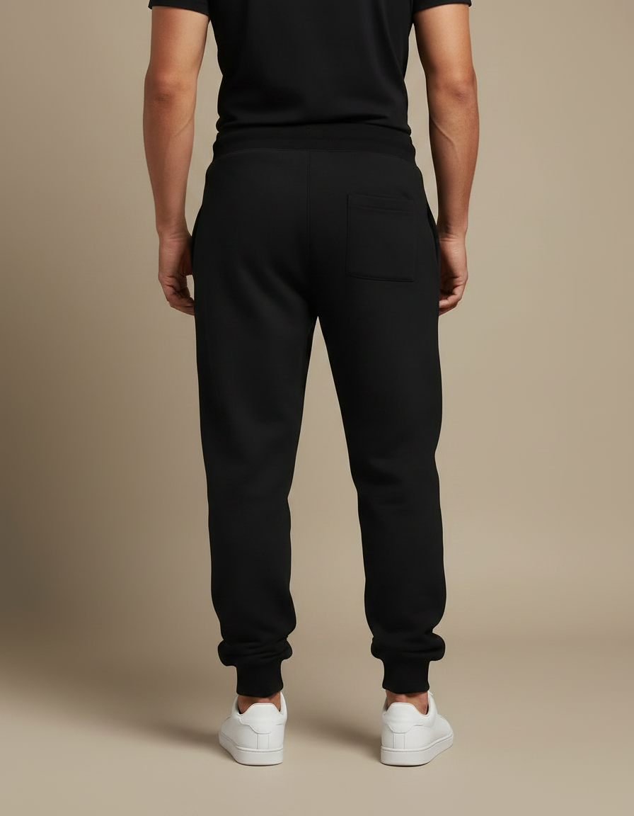 Pantalon Fluide Noir Ample Imprimé Loup Rouge Cordon Homme - Molleton - vue 2