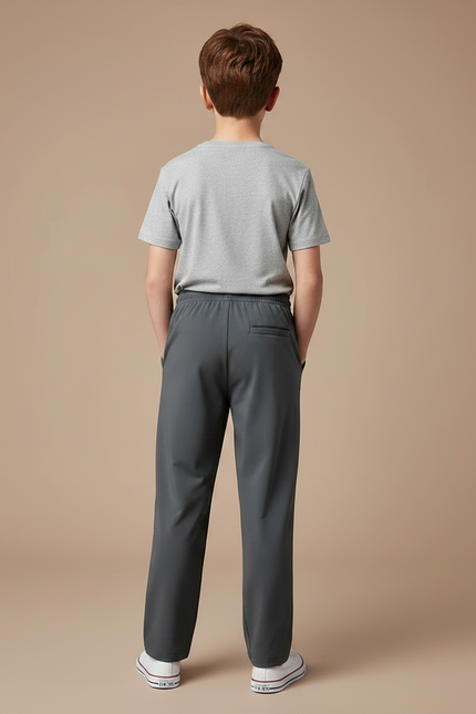 Pantalon Fluide Gris Ample Cordon Sport Garçon - Polyester - vue 2