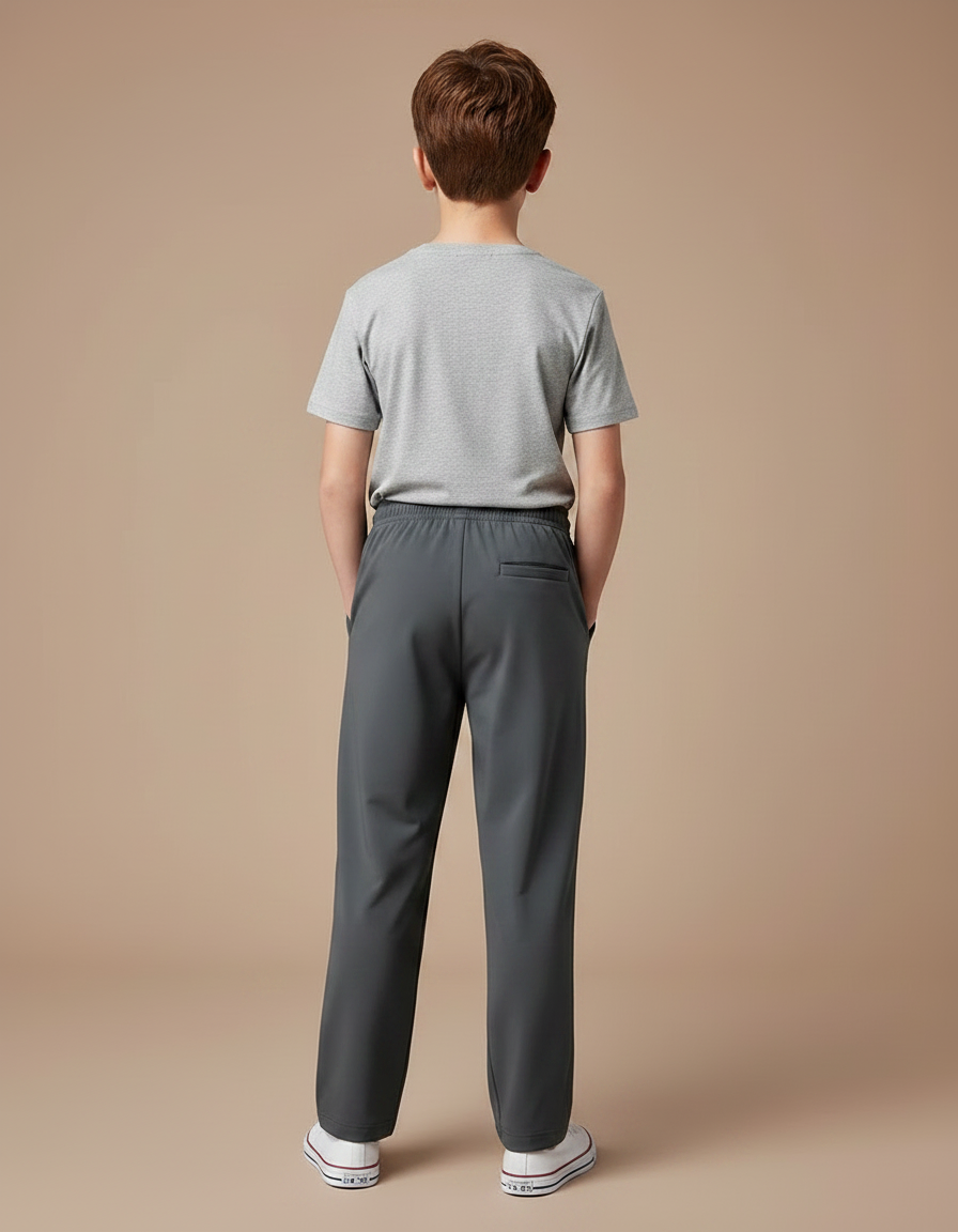 Pantalon Fluide Gris Ample Cordon Sport Garçon - Polyester - vue 2