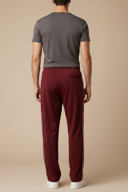 Pantalon Fluide Homme Sport Bordeaux Rayé Décontracté - Polyester - vue 2