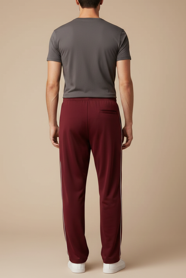 Pantalon Fluide Homme Sport Bordeaux Rayé Décontracté - Polyester - vue 2