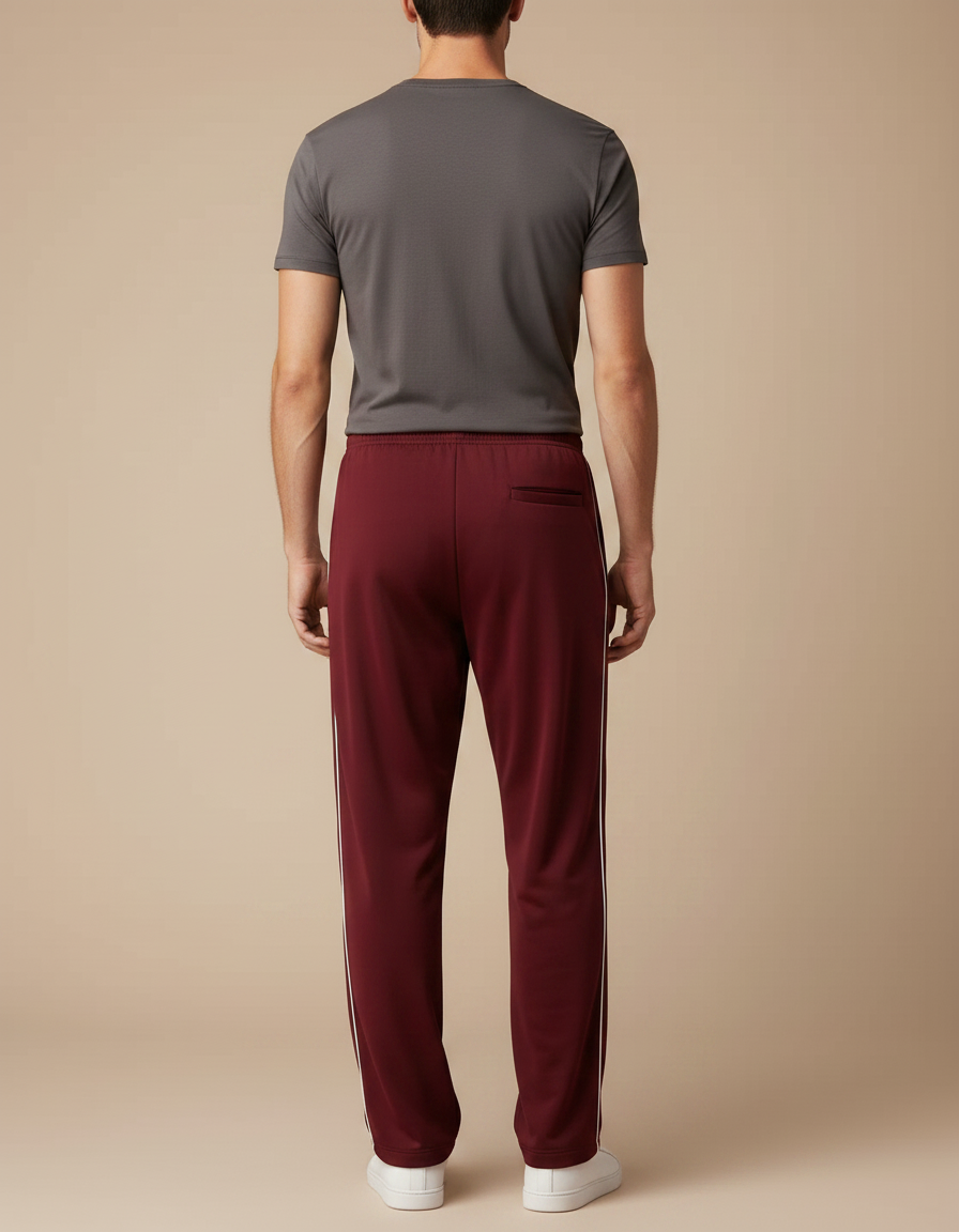 Pantalon Fluide Homme Sport Bordeaux Rayé Décontracté - Polyester - vue 2