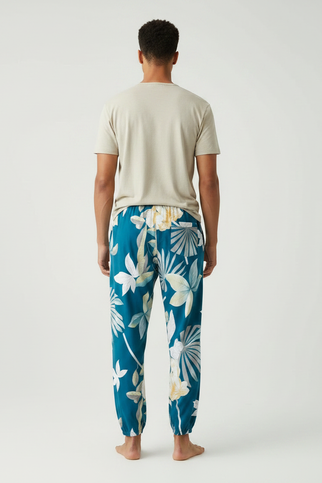 Pantalon Fluide Homme Imprimé Floral Tropical Viscose - vue 2