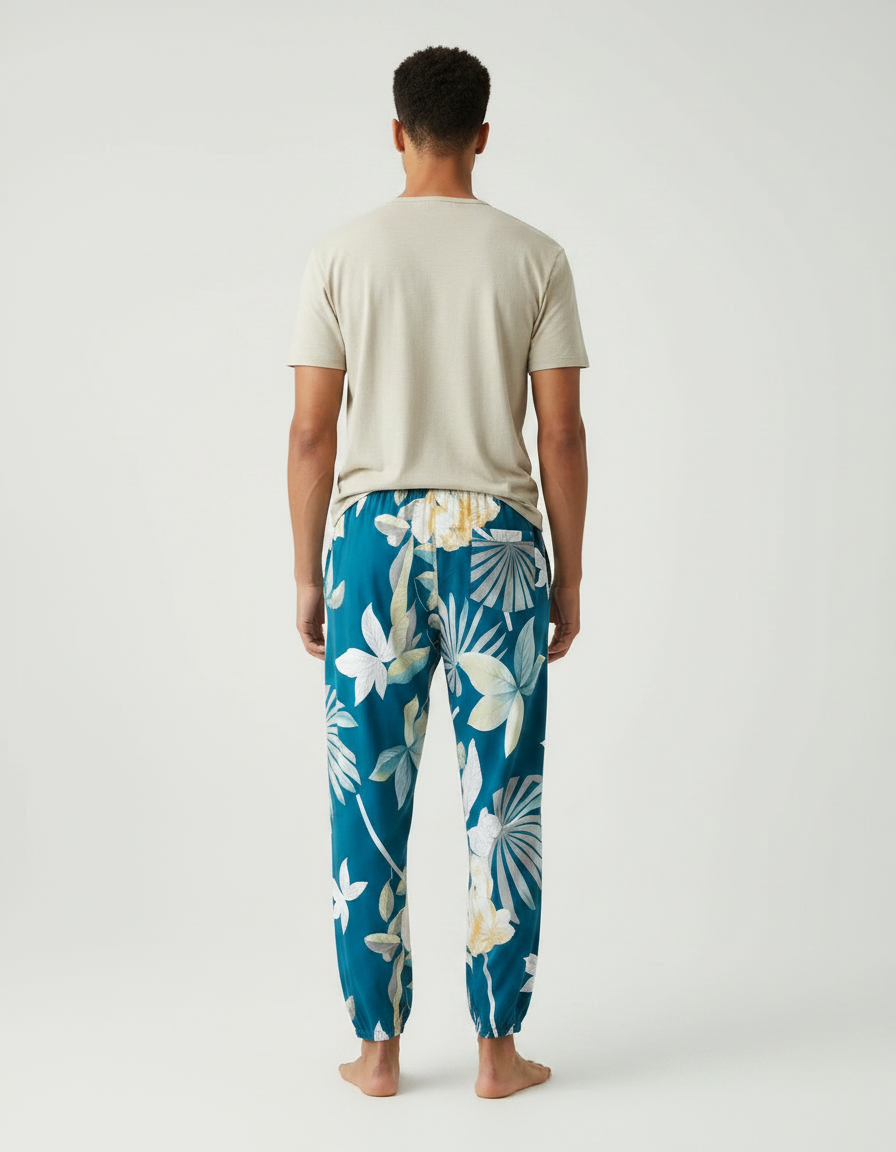 Pantalon Fluide Homme Imprimé Floral Tropical Viscose - vue 2