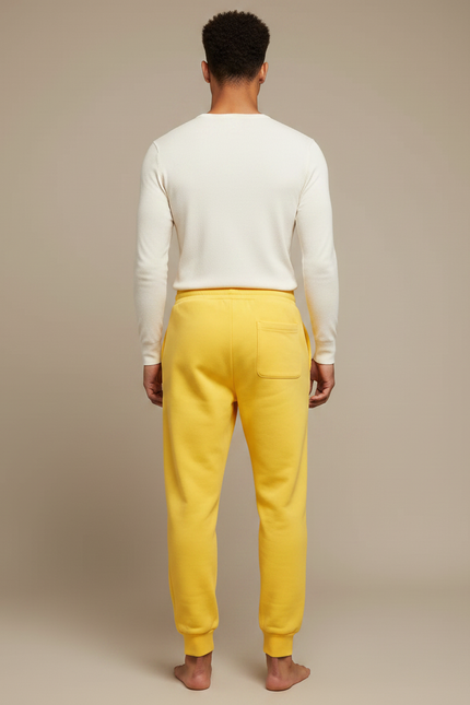 Pantalon Fluide Jaune Ample Décontracté Jogging Homme - Molleton - vue 2