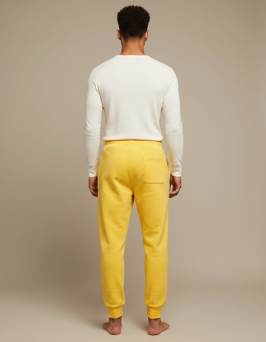 Pantalon Fluide Jaune Ample Décontracté Jogging Homme - Molleton - vue 2
