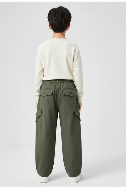 Pantalon Fluide Cargo Vert Kaki Ample Décontracté - Gabardine - vue 2