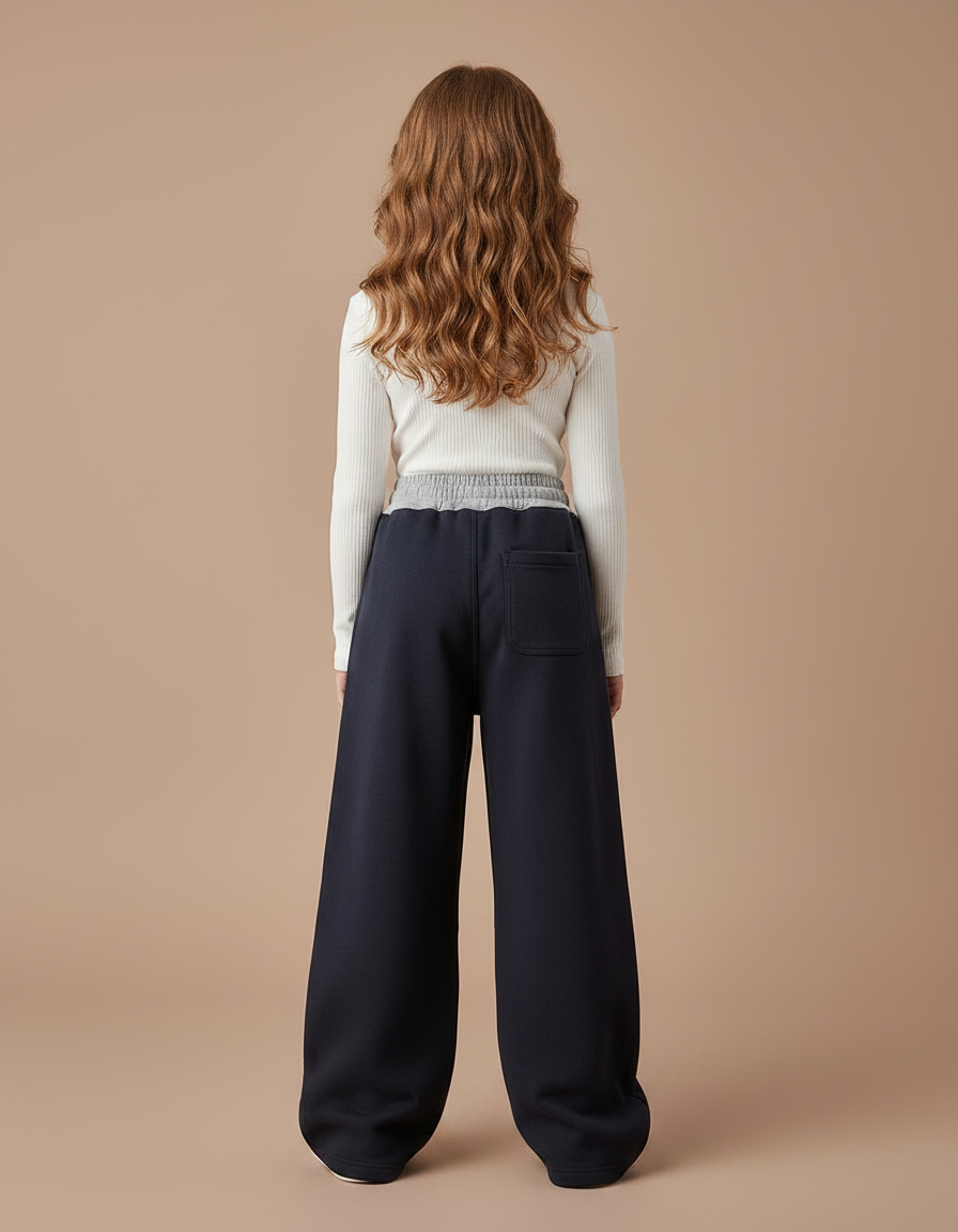 Pantalon Fluide Ample Marine Coton Sport Enfant - Molleton - vue 2