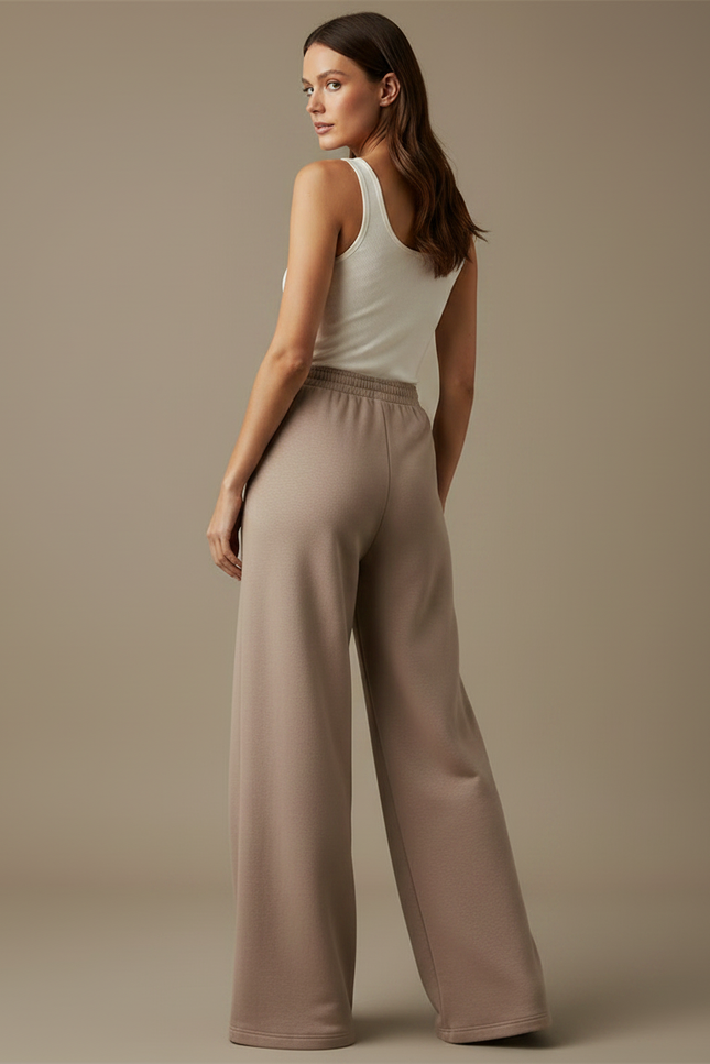 Pantalon Fluide Beige Ample Décontracté Femme - Molleton - vue 2