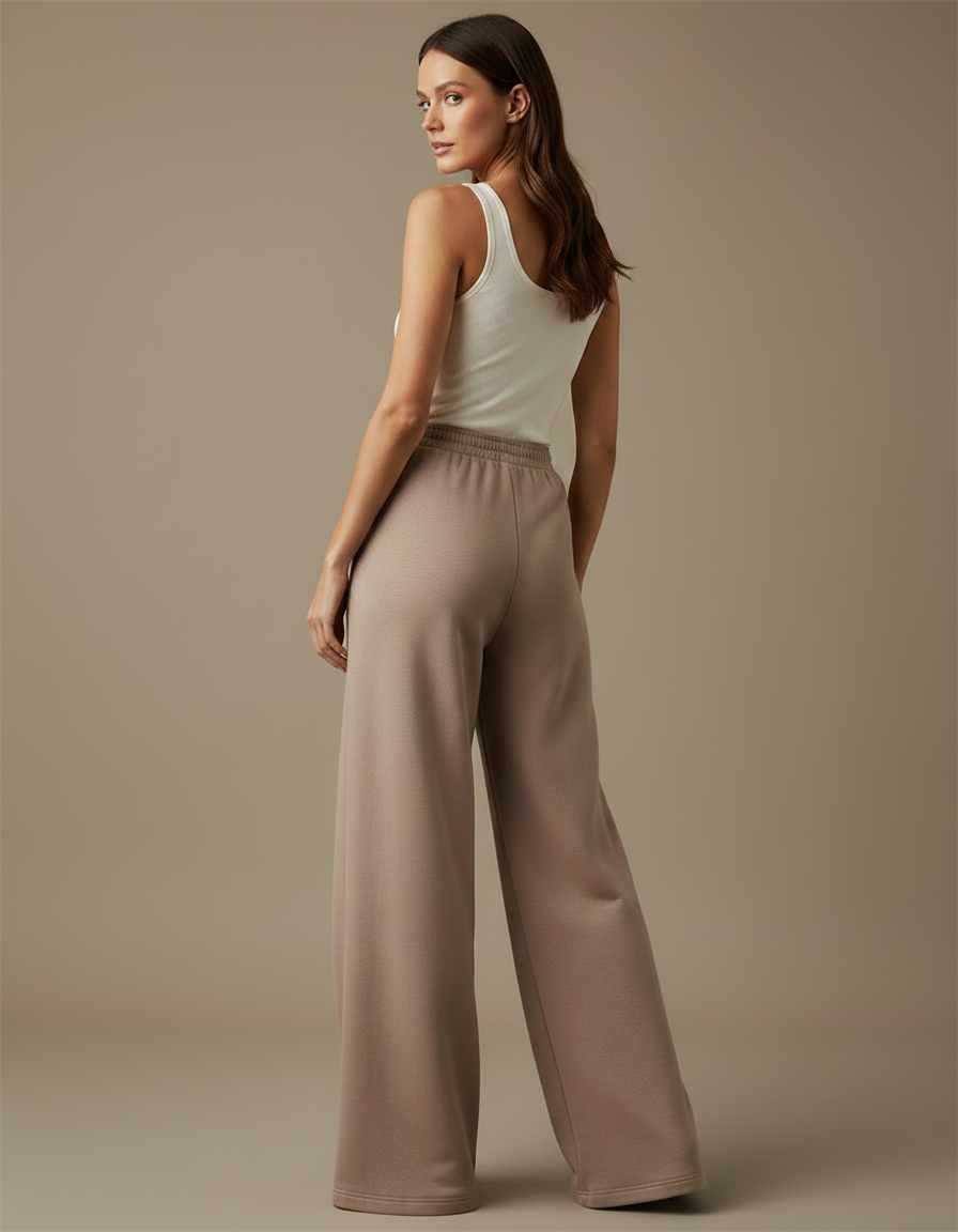 Pantalon Fluide Beige Ample Décontracté Femme - Molleton - vue 2