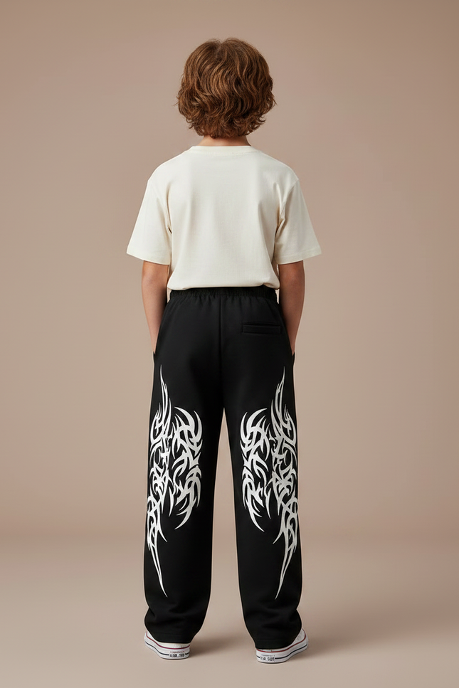 Pantalon Fluide Imprimé Noir - Molleton - vue 2
