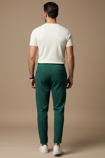 Pantalon Fluide Vert Motif Palmier Décontracté Homme - Maille - vue 2