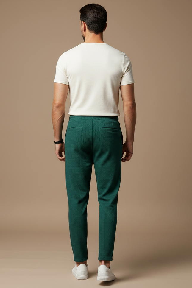 Pantalon Fluide Vert Motif Palmier Décontracté Homme - Maille - vue 2