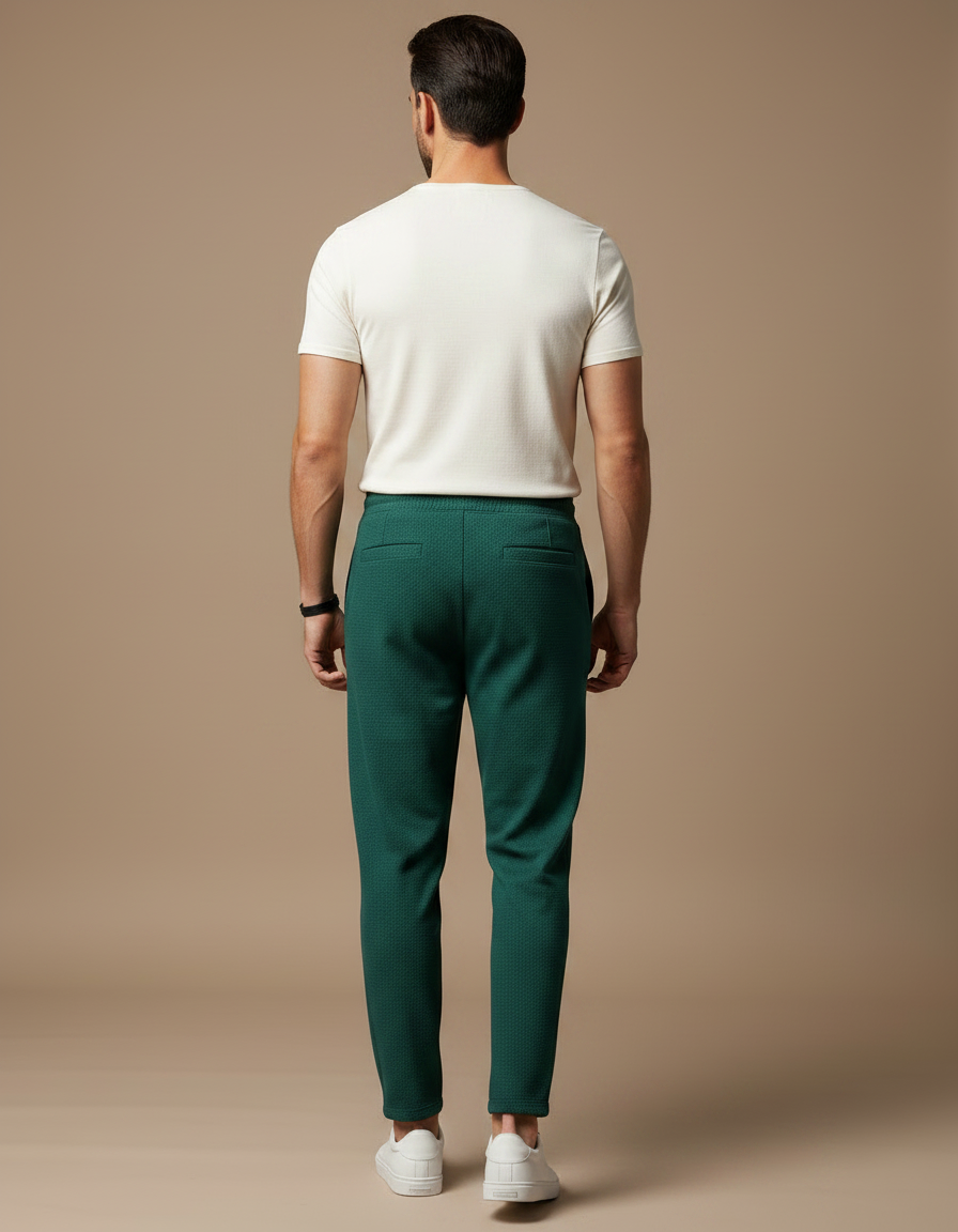 Pantalon Fluide Vert Motif Palmier Décontracté Homme - Maille - vue 2
