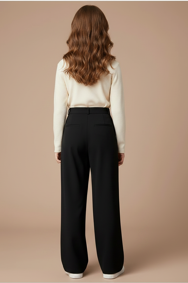 Pantalon Fluide Fille Noir Palazzo - Polyester - vue 2