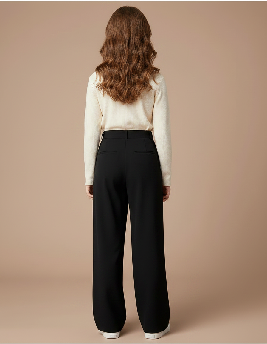 Pantalon Fluide Fille Noir Palazzo - Polyester - vue 2