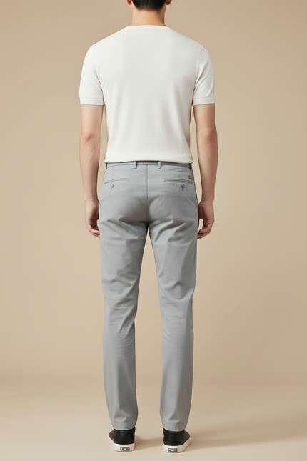 Pantalon Fluide Gris Droit Décontracté Homme Coton - vue 2