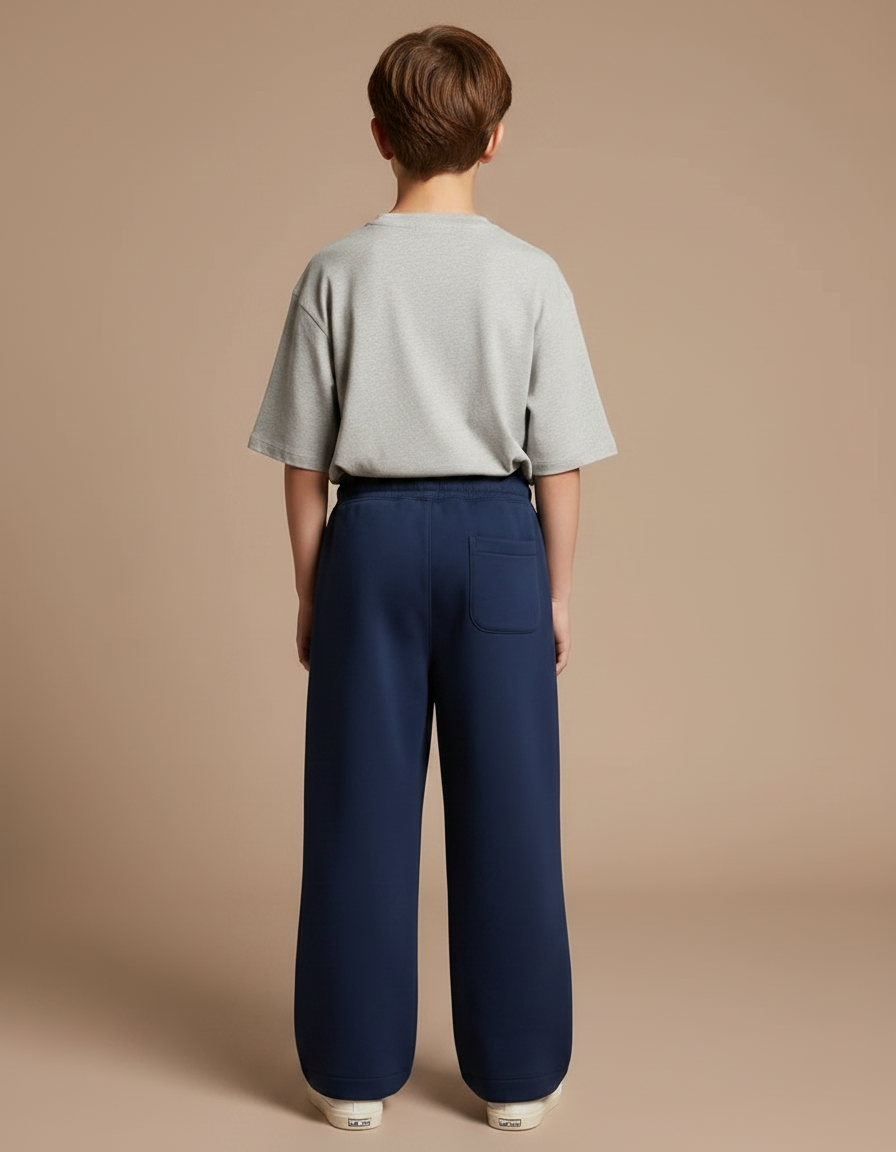 Pantalon Fluide Bleu Marine Ample Cordon Enfant Sport - Molleton - vue 2