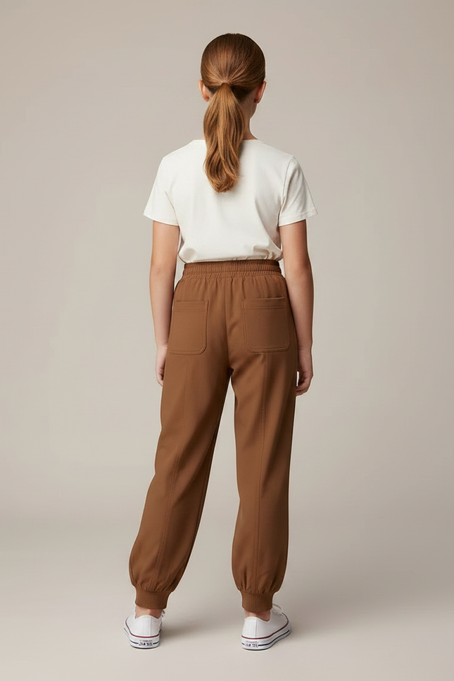 Pantalon Fluide Marron Cordon Cheville Femme Confortable - Viscose - vue 2