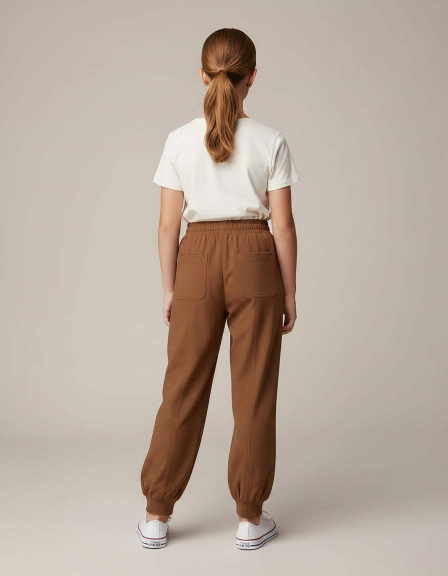 Pantalon Fluide Marron Cordon Cheville Femme Confortable - Viscose - vue 2