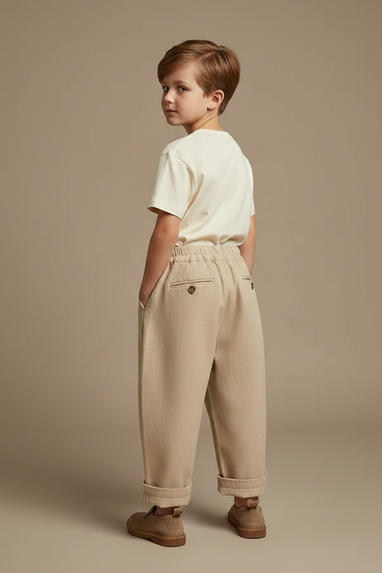 Pantalon Fluide Garcon - Beige Laine - vue 2