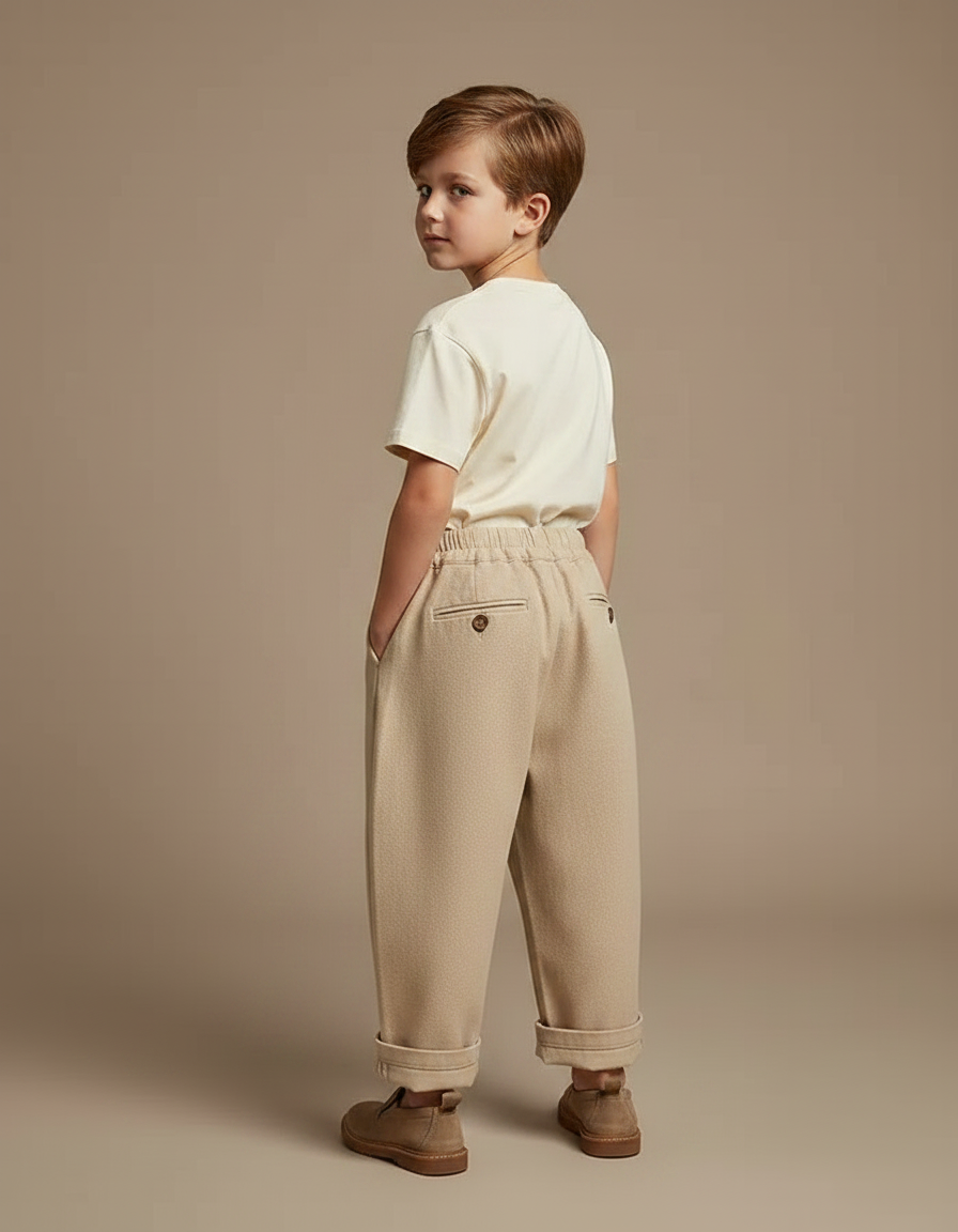Pantalon Fluide Garcon - Beige Laine - vue 2